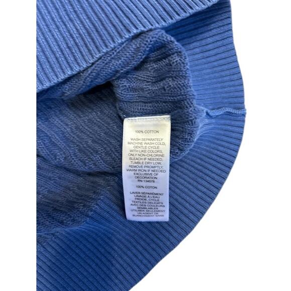 VINEYARD VINES Men's Cableknit sweater MEDIUM Blue 100% Cotton Nautical preppy - Picture 3 of 8